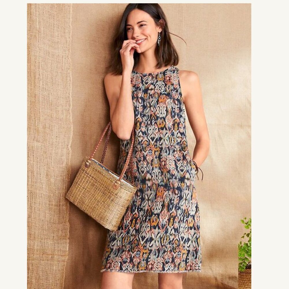 Garnet Hill | Fringe‎ Hem A-Line Linen Dress Size 6